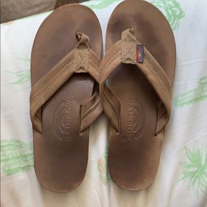 Dark brown women’s rainbow flip flops